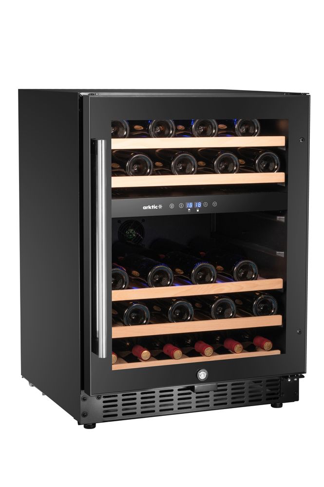 Wine cooler, 2-zone, 46 bottles, Arktic, Black, 570x595x(H)820mm
