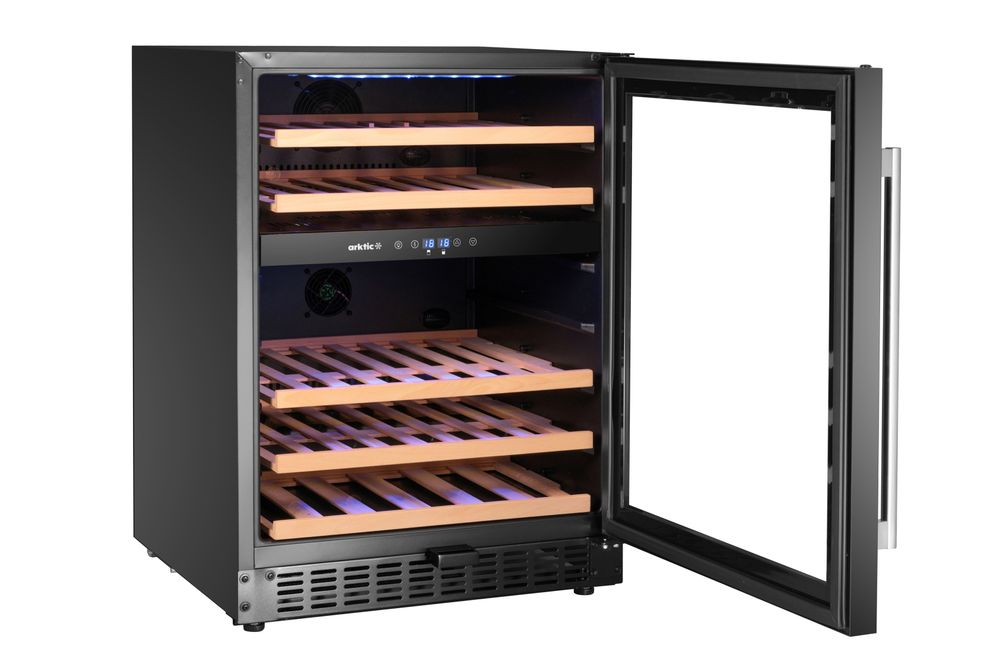 Wine cooler, 2-zone, 46 bottles, Arktic, Black, 570x595x(H)820mm