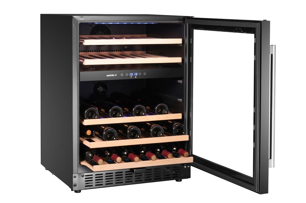 Wine cooler, 2-zone, 46 bottles, Arktic, Black, 570x595x(H)820mm