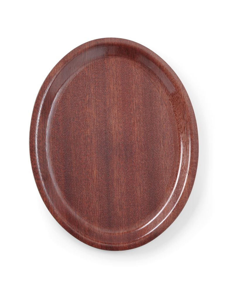 Serving tray, oval, non-slip, laminated, AmerBox, Mahogany, 200x265mm