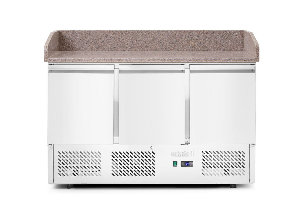 Three door pizza counter with cooling display 380+40L, Arktic, 254L, 230V/400W, 1400x700x(H)1491mm