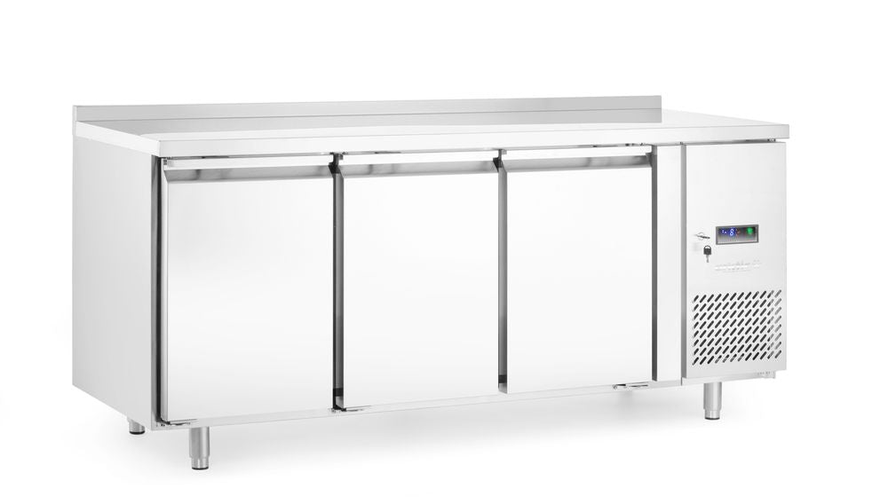 Refrigerated counter, 3 doors, Arktic, Profi Line, With backsplash, GN 1/1, 420L, 230V/400W, 1795x700x(H)879mm