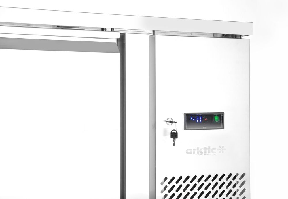 Freezer counter, 3 doors, Arktic, Profi Line, With backsplash, GN 1/1, 420L, 230V/600W, 1796x700x(H)879mm