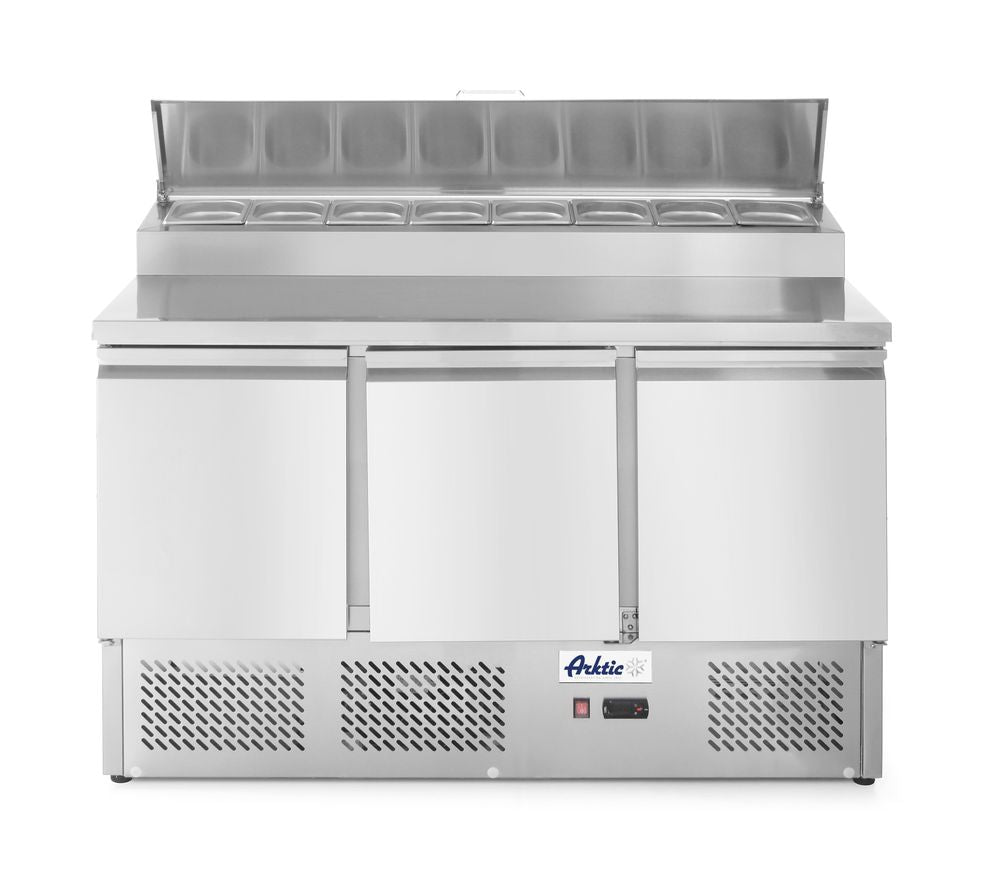 Three door salad counter with raised GN display 380L, Arktic, 230V/310W, 1365x702x(H)1265mm