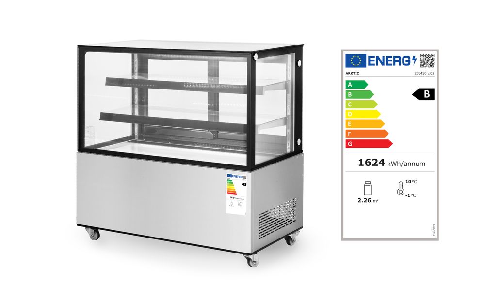 Refrigerated display cabinets with 2 shelves, Arktic, 410L, 230V/490W, 1224x677x(H)1230mm
