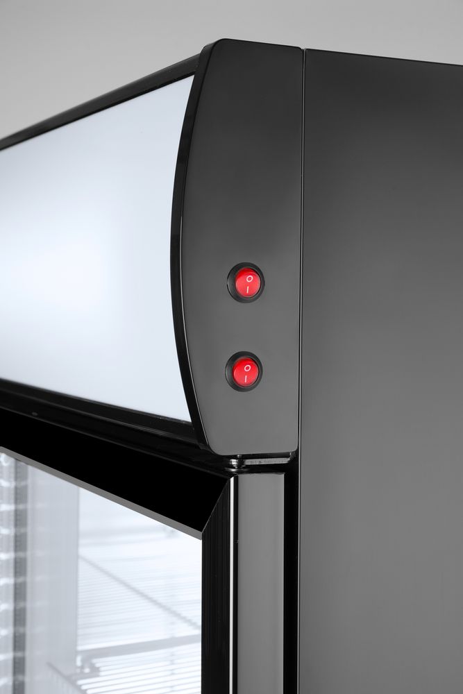 Back bar refrigerator with a backlit panel, single-door, Arktic, 254L, Black, 220-240V/250W, 578x605x(H)1980mm