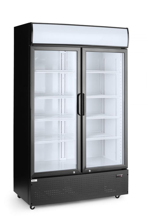 Back bar refrigerator with a backlit panel, double-door, Arktic, 512L, Black, 220-240V/510W, 1120x585x(H)1900mm