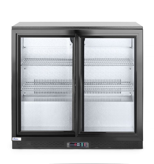 Back bar refrigerator with double sliding doors, Arktic, 158L, Black, 220-240V/160W, 900x520x(H)865mm