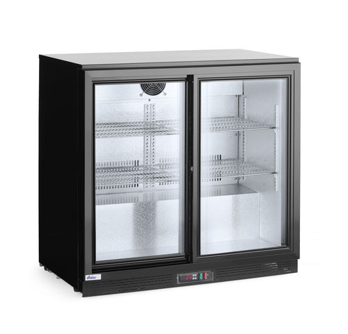 Back bar refrigerator with double sliding doors, Arktic, 158L, Black, 220-240V/160W, 900x520x(H)865mm