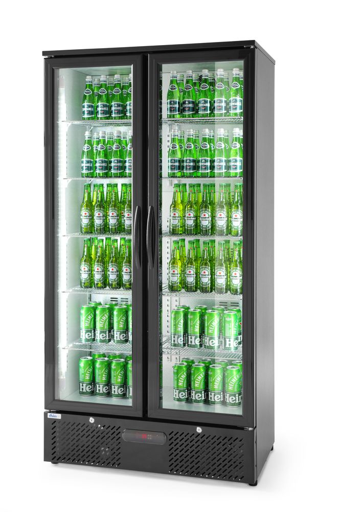 Back bar refrigerator double-door, Arktic, 384L, Black, 220-240V/365W, 900x530x(H)1820mm