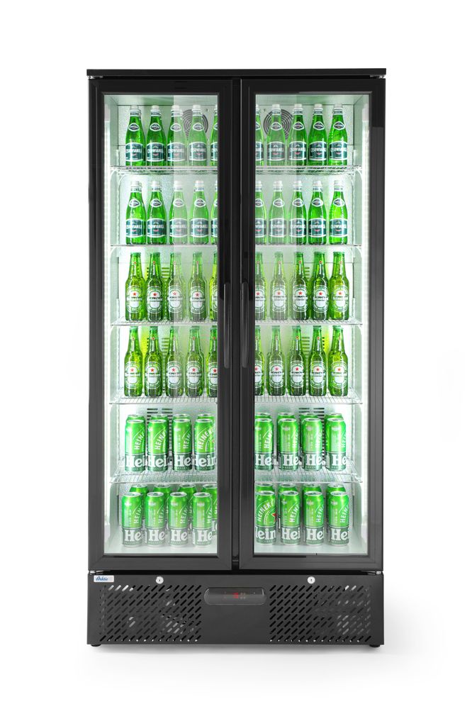 Back bar refrigerator double-door, Arktic, 384L, Black, 220-240V/365W, 900x530x(H)1820mm