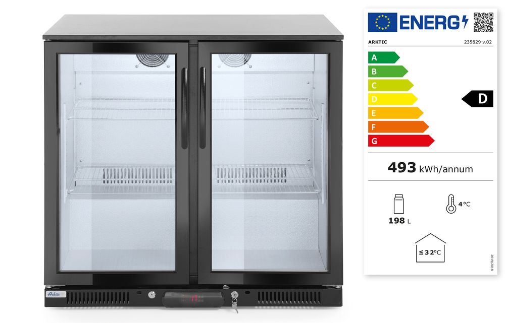 Back bar refrigerator double-door, Arktic, 158L, Black, 220-240V/160W, 900x530x(H)870mm