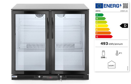 Back bar refrigerator double-door, Arktic, 158L, Black, 220-240V/160W, 900x530x(H)870mm