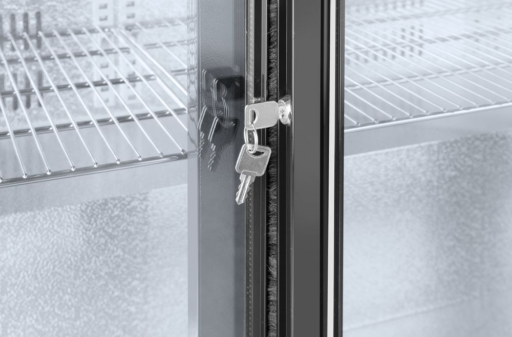 Back bar refrigerator with double sliding doors, Arktic, 158L, Black, 220-240V/160W, 900x520x(H)865mm