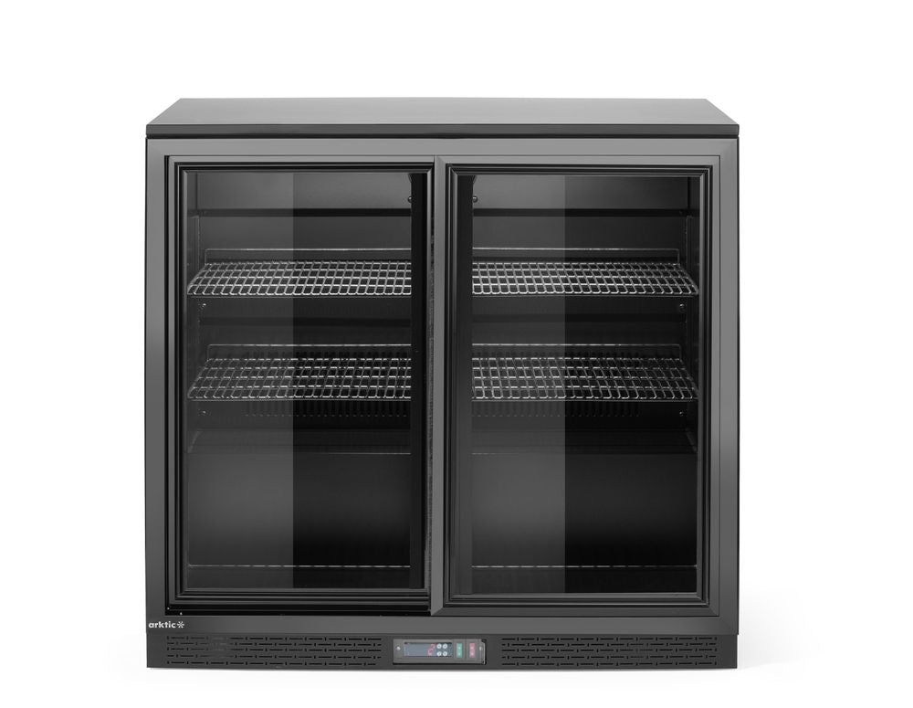 Back bar refrigerator with double sliding doors, Arktic, 158L, Black, 220-240V/160W, 900x520x(H)870mm
