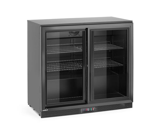 Back bar refrigerator with double sliding doors, Arktic, 158L, Black, 220-240V/160W, 900x520x(H)870mm