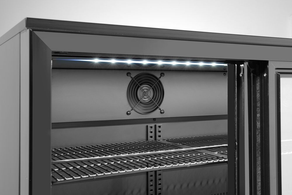 Back bar refrigerator with double sliding doors, Arktic, 158L, Black, 220-240V/160W, 900x520x(H)870mm