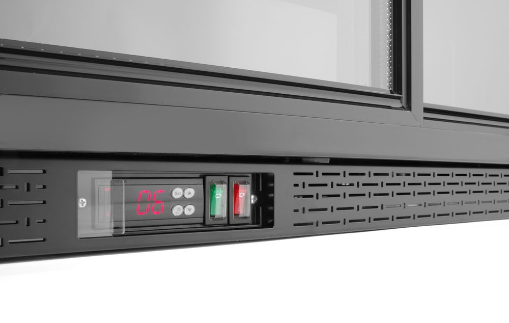 Back bar refrigerator with double sliding doors, Arktic, 158L, Black, 220-240V/160W, 900x520x(H)870mm