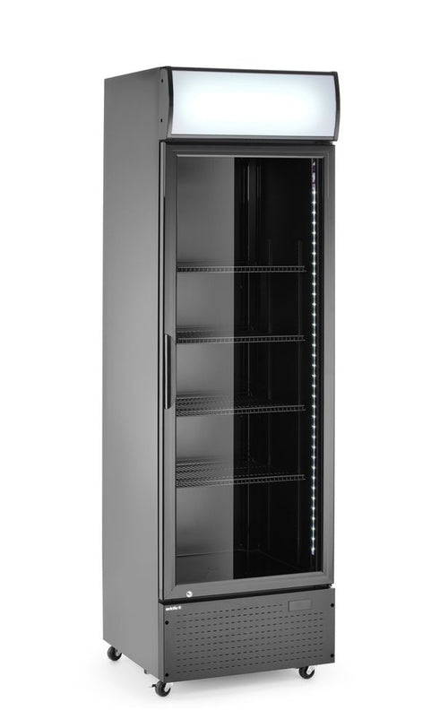 Back bar refrigerator with a backlit panel, single-door, Arktic, 254L, Black, 220-240V/250W, 578x605x(H)1980mm