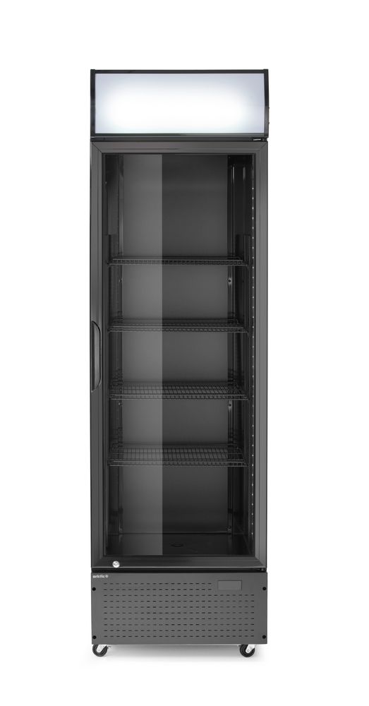 Back bar refrigerator with a backlit panel, single-door, Arktic, 254L, Black, 220-240V/250W, 578x605x(H)1980mm
