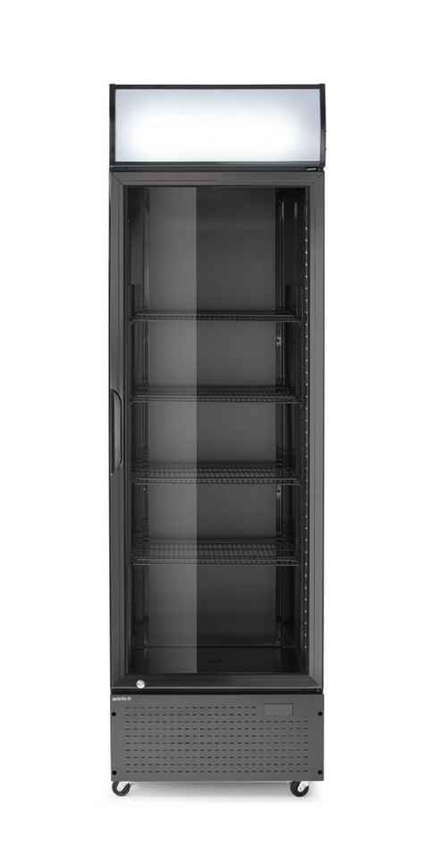 Back bar refrigerator with a backlit panel, single-door, Arktic, 254L, Black, 220-240V/250W, 578x605x(H)1980mm