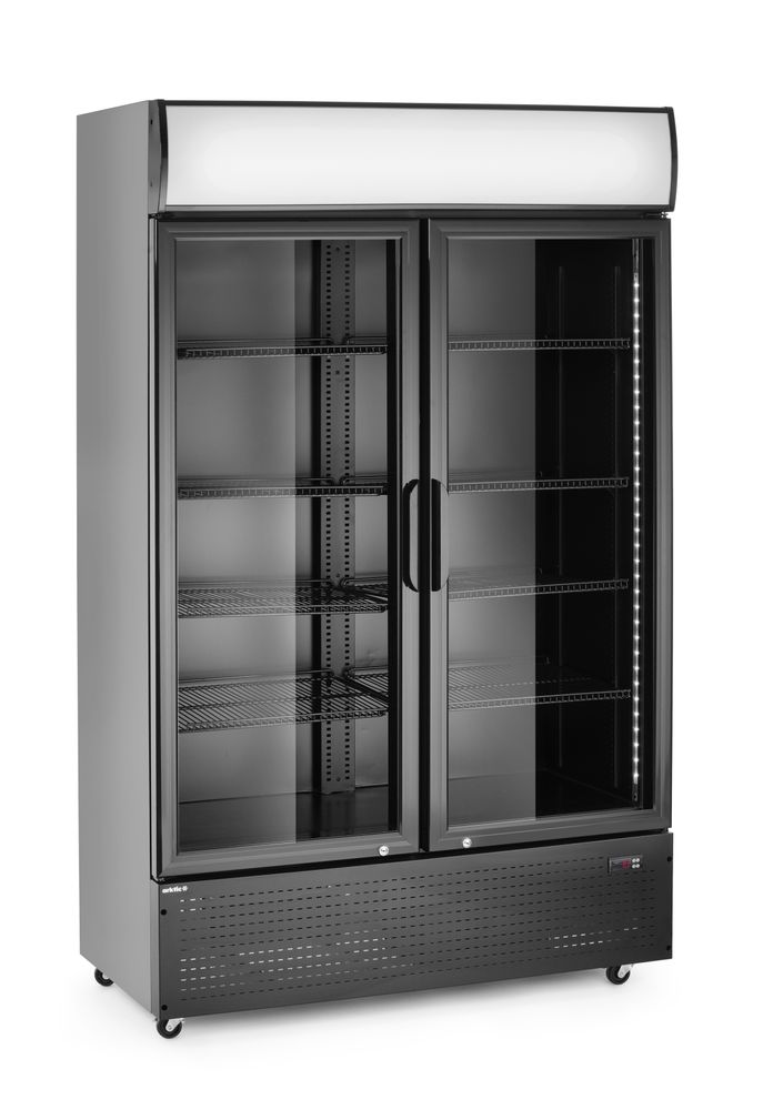 Back bar refrigerator with a backlit panel, double-door, Arktic, 512L, Black, 220-240V/510W, 1120x585x(H)1900mm