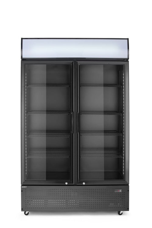 Back bar refrigerator with a backlit panel, double-door, Arktic, 512L, Black, 220-240V/510W, 1120x585x(H)1900mm