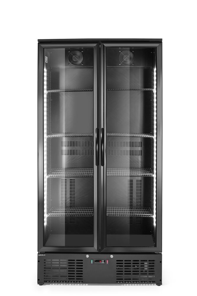 Back bar refrigerator double-door, Arktic, 384L, Black, 220-240V/365W, 900x530x(H)1820mm