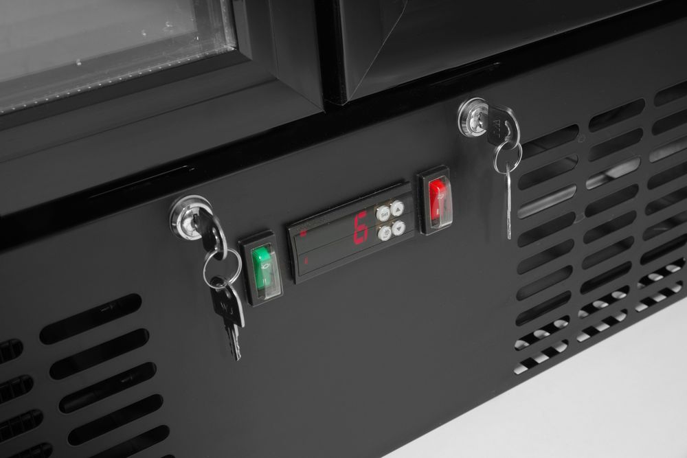Back bar refrigerator double-door, Arktic, 384L, Black, 220-240V/365W, 900x530x(H)1820mm