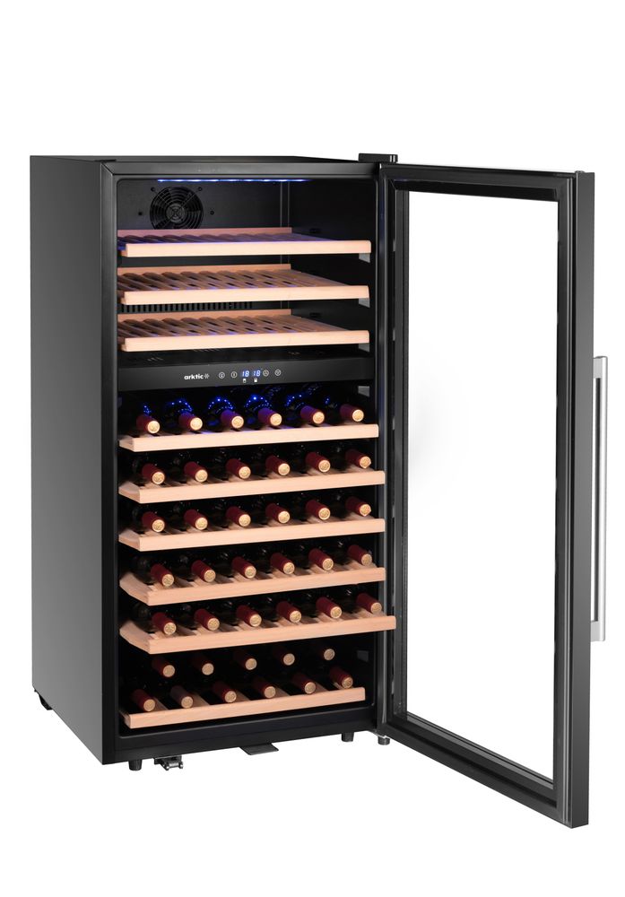 Wine cooler, 2-zone, 91 bottles, Arktic, 230L, Black, 569x595x(H)1215mm