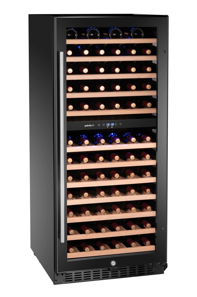 Wine cooler, 2-zone, 124 bottles, Arktic, 265L, Black, 570x595x(H)1400mm