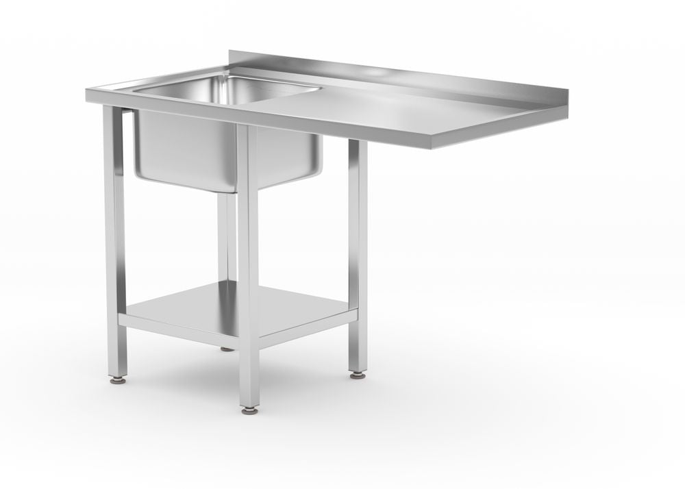 Sink table with shelf and space for undercounter dishwasher, HENDI, left, 1200x700x(H)850mm