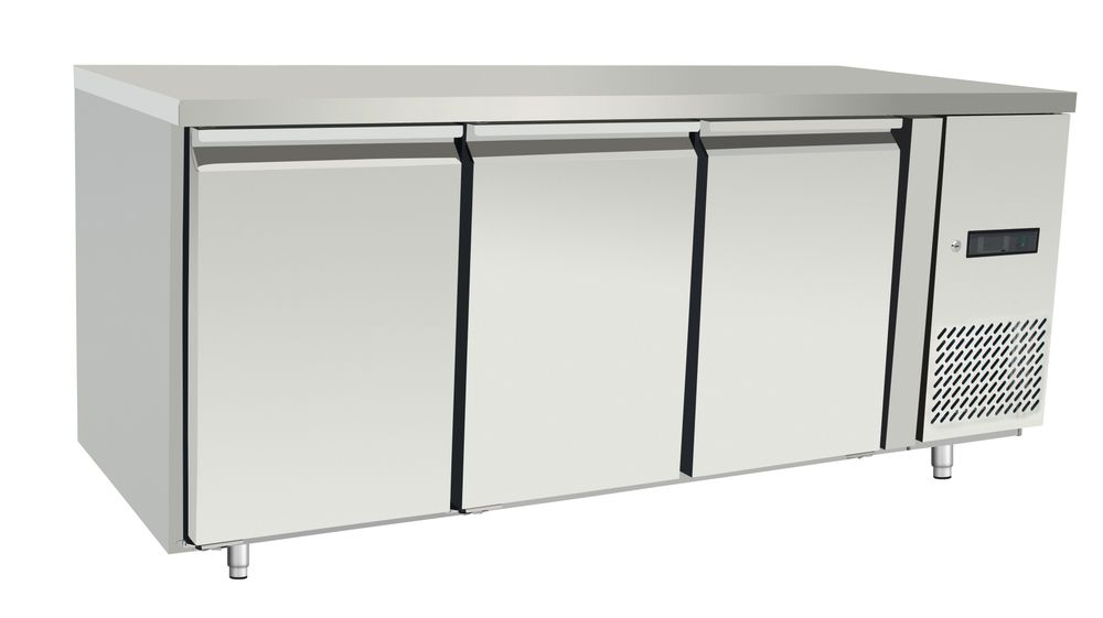 Refrigerated counter, 3 doors, Arktic, Profi Line, With backsplash, GN 1/1, 420L, 230V/400W, 1795x700x(H)879mm