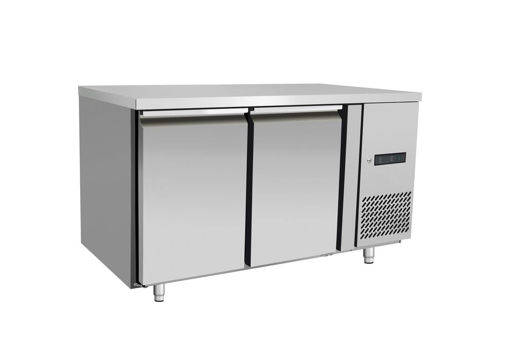 Freezer counter, 2 doors, Arktic, Profi Line, With backsplash, GN 1/1, 280L, 230V/600W, 1360x700x(H)910mm