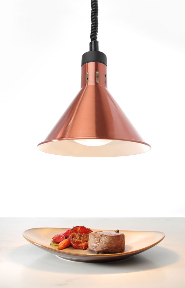 Rise and fall heat lamp, conical, HENDI, vit, 230V/250W, ⌀275x(H)250mm