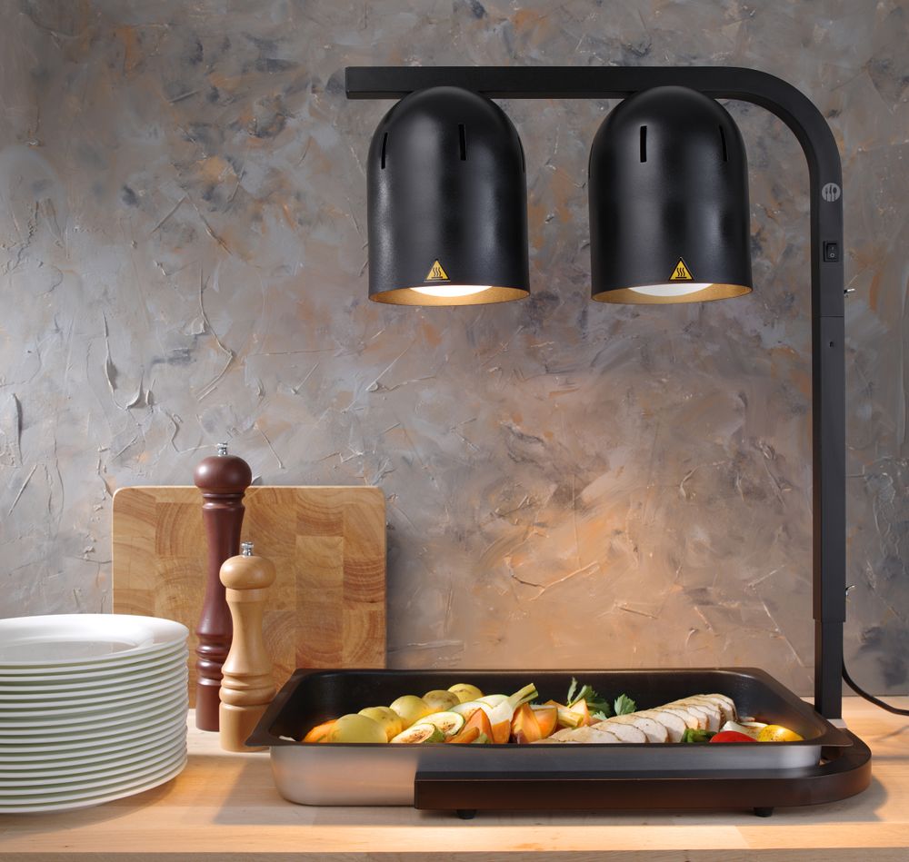 2 lamp infraröd food warmer bridge, HENDI, svart, 230V/250W, 453x360x(H)790mm