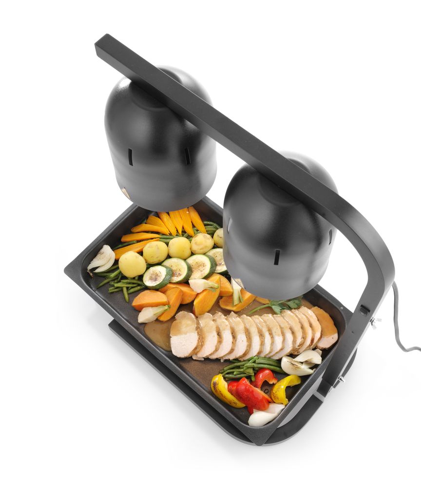 2 lamp infraröd food warmer bridge, HENDI, svart, 230V/250W, 453x360x(H)790mm