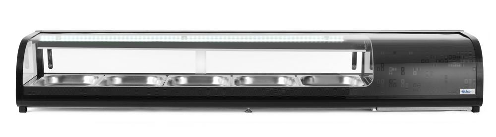 Sushi display, Arktic, Containers included: 4x GN 1/3 (H) 40mm., GN 1/3, Black, 220-240V/190W, 1177x426x(H)296mm