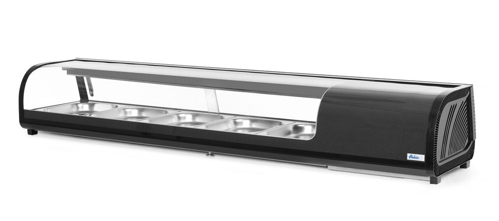Sushi display, Arktic, Containers included: 4x GN 1/3 (H) 40mm., GN 1/3, Black, 220-240V/190W, 1177x426x(H)296mm