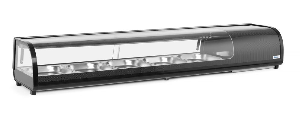Sushi display, Arktic, Containers included: 5x GN 1/2 (H)40 mm., Black, 220-240V/190W, 1800x420x(H)265mm