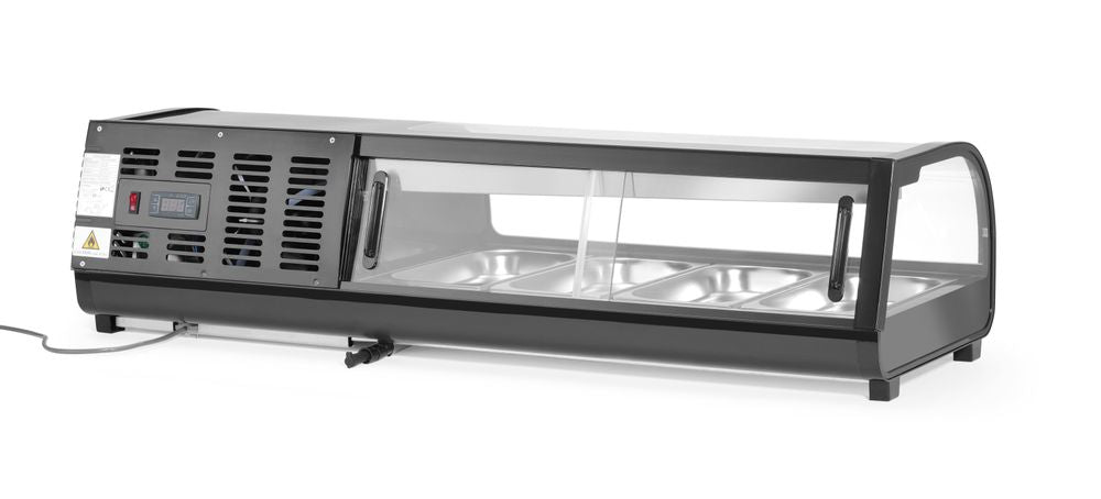 Sushi display, Arktic, Containers included: 4x GN 1/3 (H) 40mm., GN 1/3, Black, 220-240V/190W, 1177x426x(H)296mm