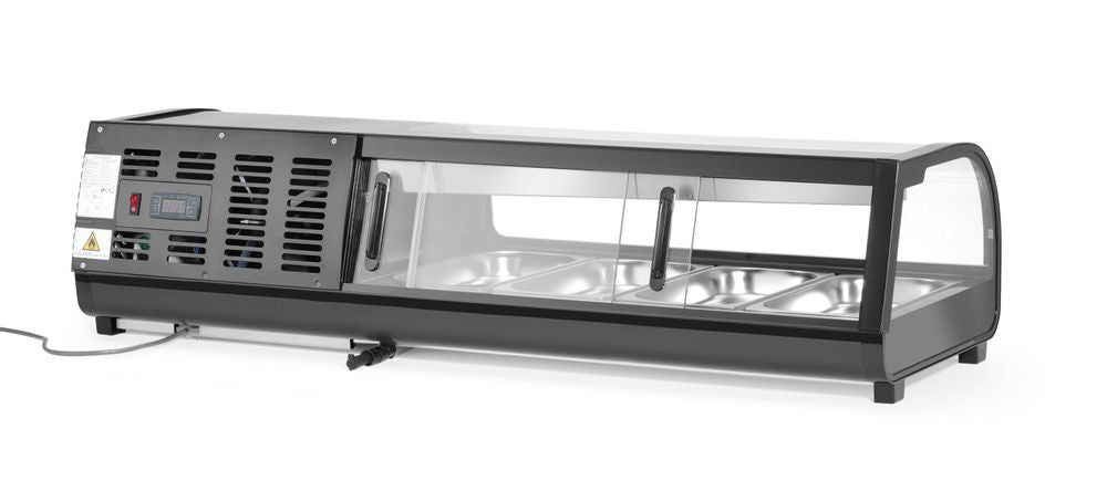 Sushi display, Arktic, Containers included: 4x GN 1/3 (H) 40mm., GN 1/3, Black, 220-240V/190W, 1177x426x(H)296mm