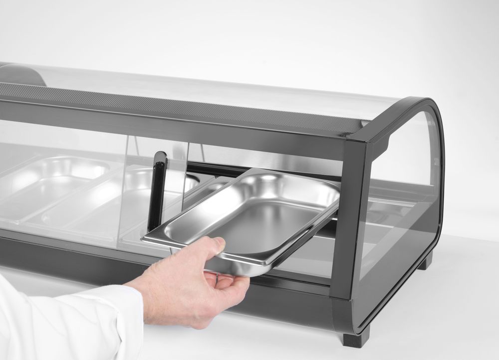 Sushi display, Arktic, Containers included: 4x GN 1/3 (H) 40mm., GN 1/3, Black, 220-240V/190W, 1177x426x(H)296mm