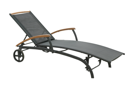 ANDY Vilsäng - Svart/Svart/Teak