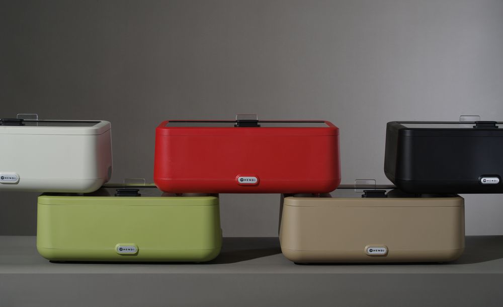 Chafing dish UNIQ, HENDI, desiGNed by Robert Bronwasser, röd, 220-240V/700W, 607x402x(H)245mm