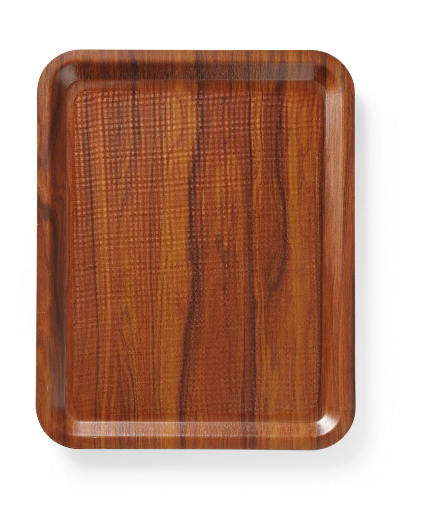 Serving tray, rectangular, non-slip, laminated, AmerBox, Mahogany, 460x360mm