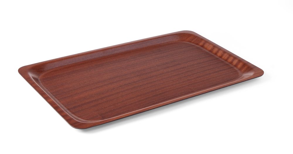 Serving tray, rectangular, non-slip, laminated, AmerBox, GN 1/1, Mahogany, 325x530mm