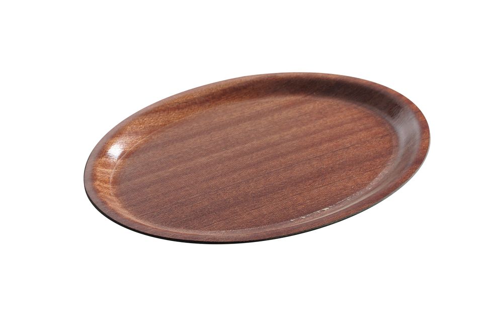 Serving tray, oval, non-slip, laminated, AmerBox, Mahogany, 200x265mm