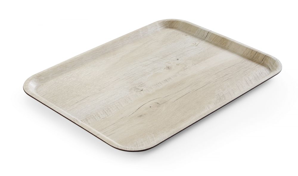 Serving tray with melamine laminate, non slip, with wood design, AmerBox, Wood light, 330x430mm