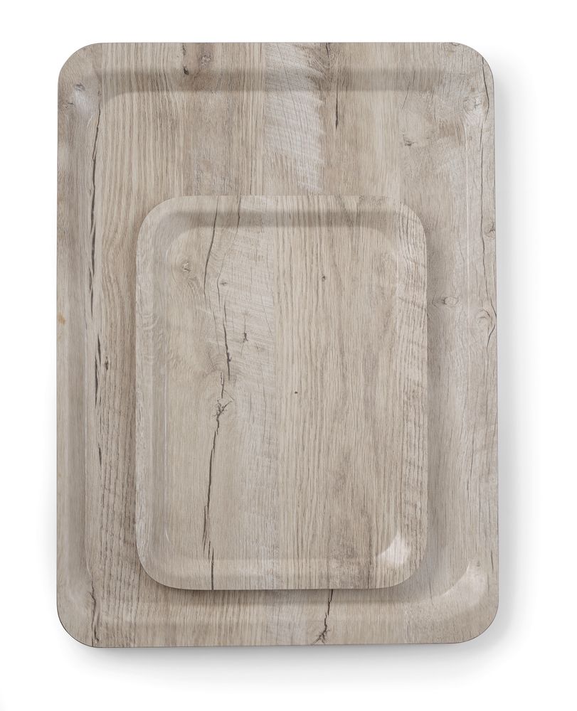 Serving tray with melamine laminate, non slip, with wood design, AmerBox, Wood dark, 240x340mm